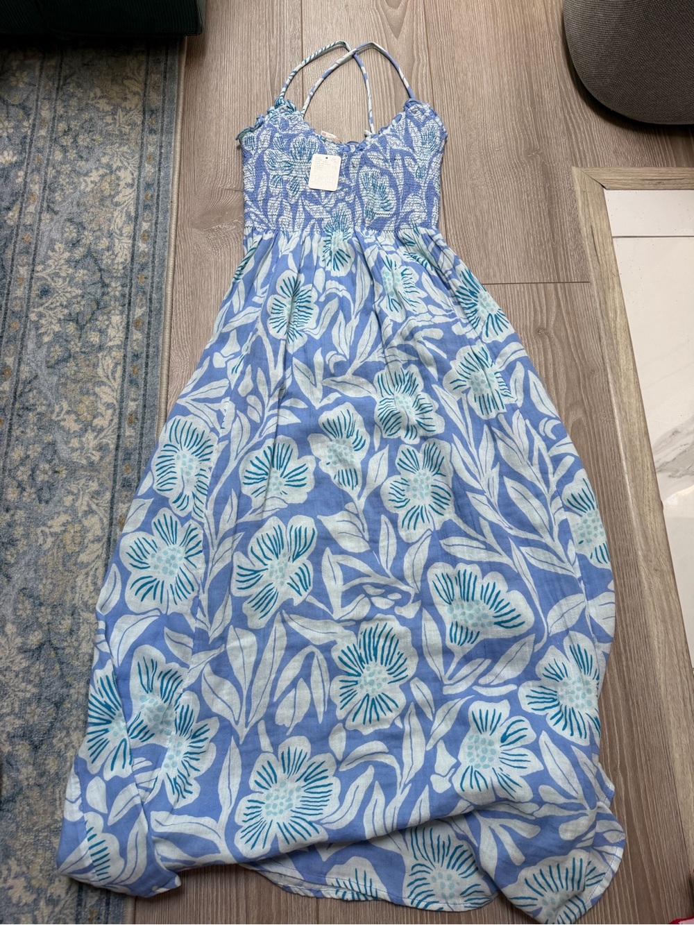 Free People Sweet Nothings Midi Dress linen cotton tropical vacay floral beachy - Picture 3 of 7